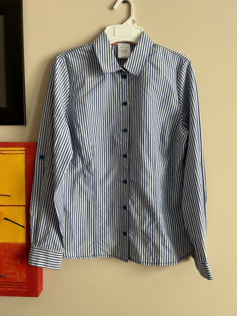 Striped Button-Down Shirt in Blue and White - Women's NWOT